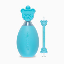 oogiebear BearPair FSA/HSA Eligible Silicone Bulb Baby Nasal Aspirator and Ear & Nose Syringe, Safely Sucks Snot and Removes Mucus, Cleanable and Reusable, Blue