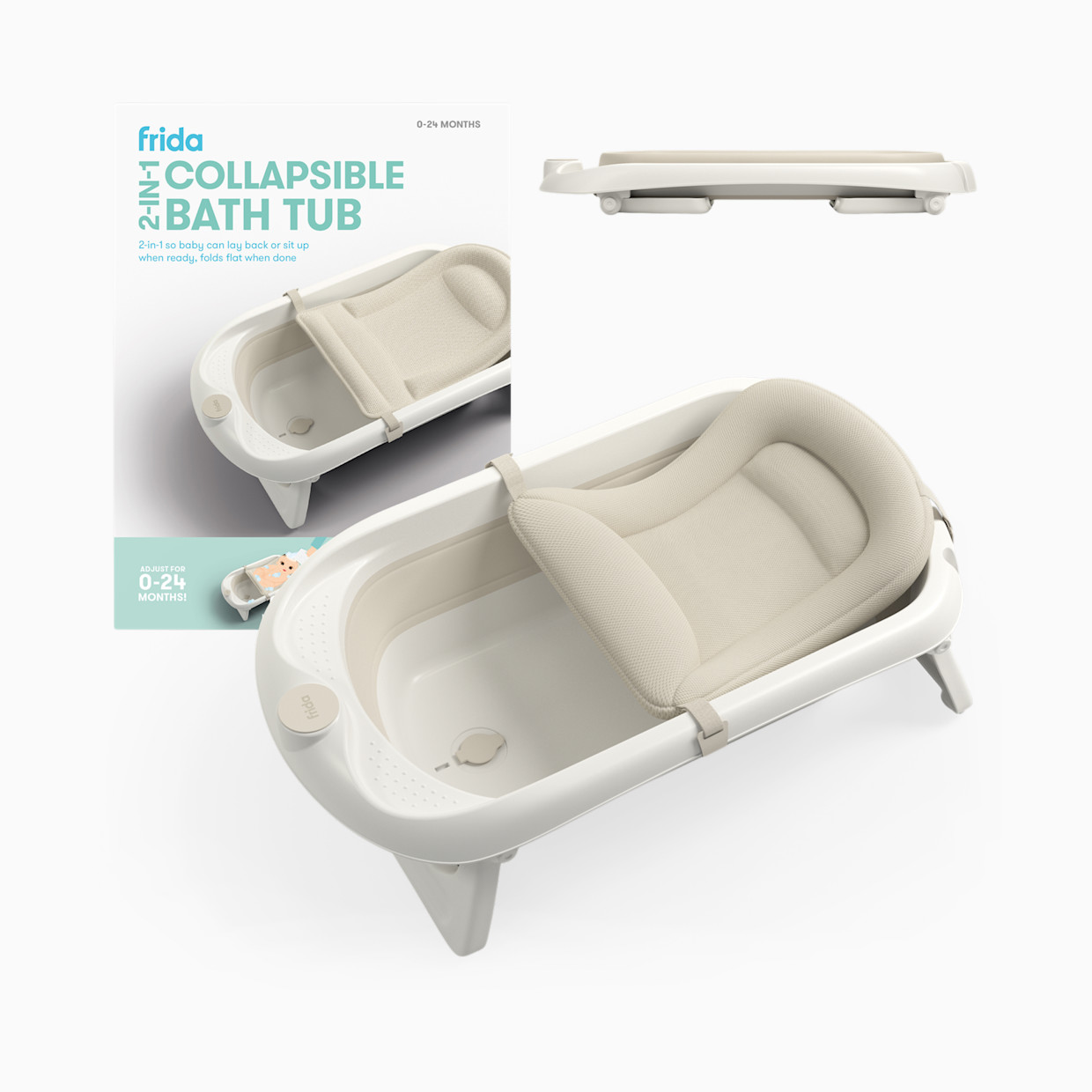 Frida Baby 2-in-1 Collapsible Bath Tub - Cream.