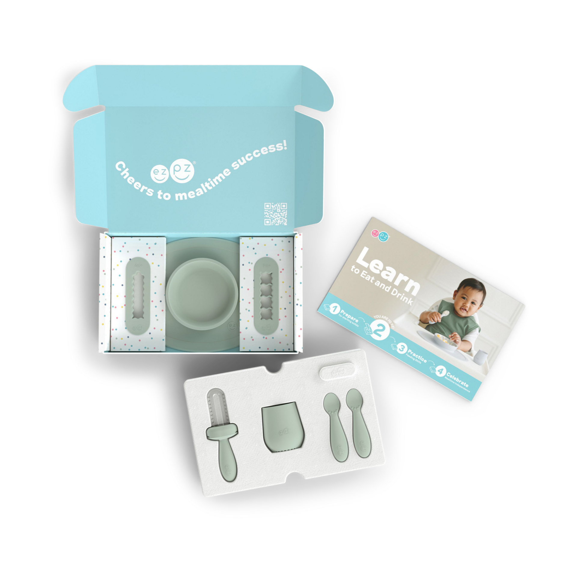ezpz Learn to Eat and Drink Kit - Sage.