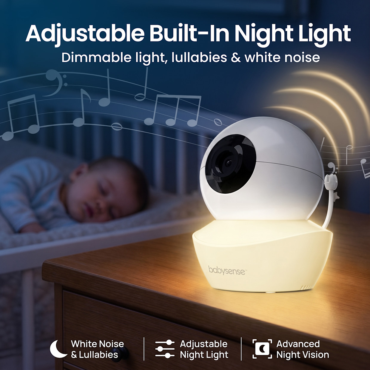 Babysense Non-WiFi Split Screen Video Baby Monitor V43.