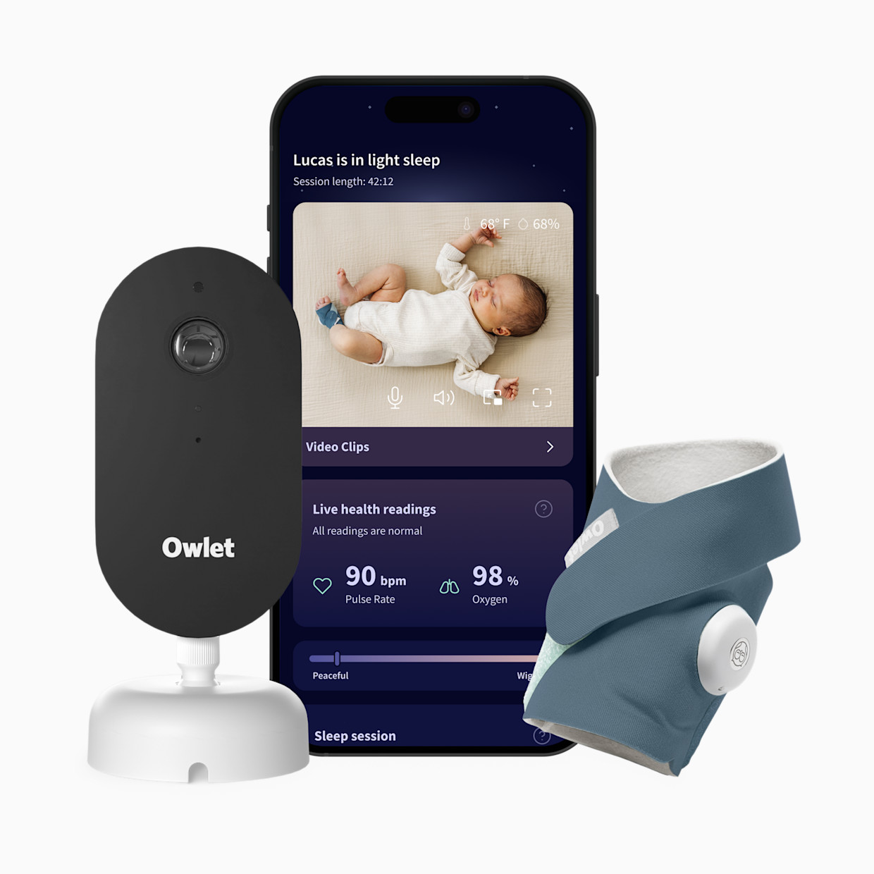 Owlet Dream Duo (Gen 3) Smart Baby Monitoring Bundle - Bedtime Blue.