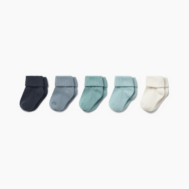MORI Ribbed Socks 5 Pack - Blue Mix, 0 -6 M.