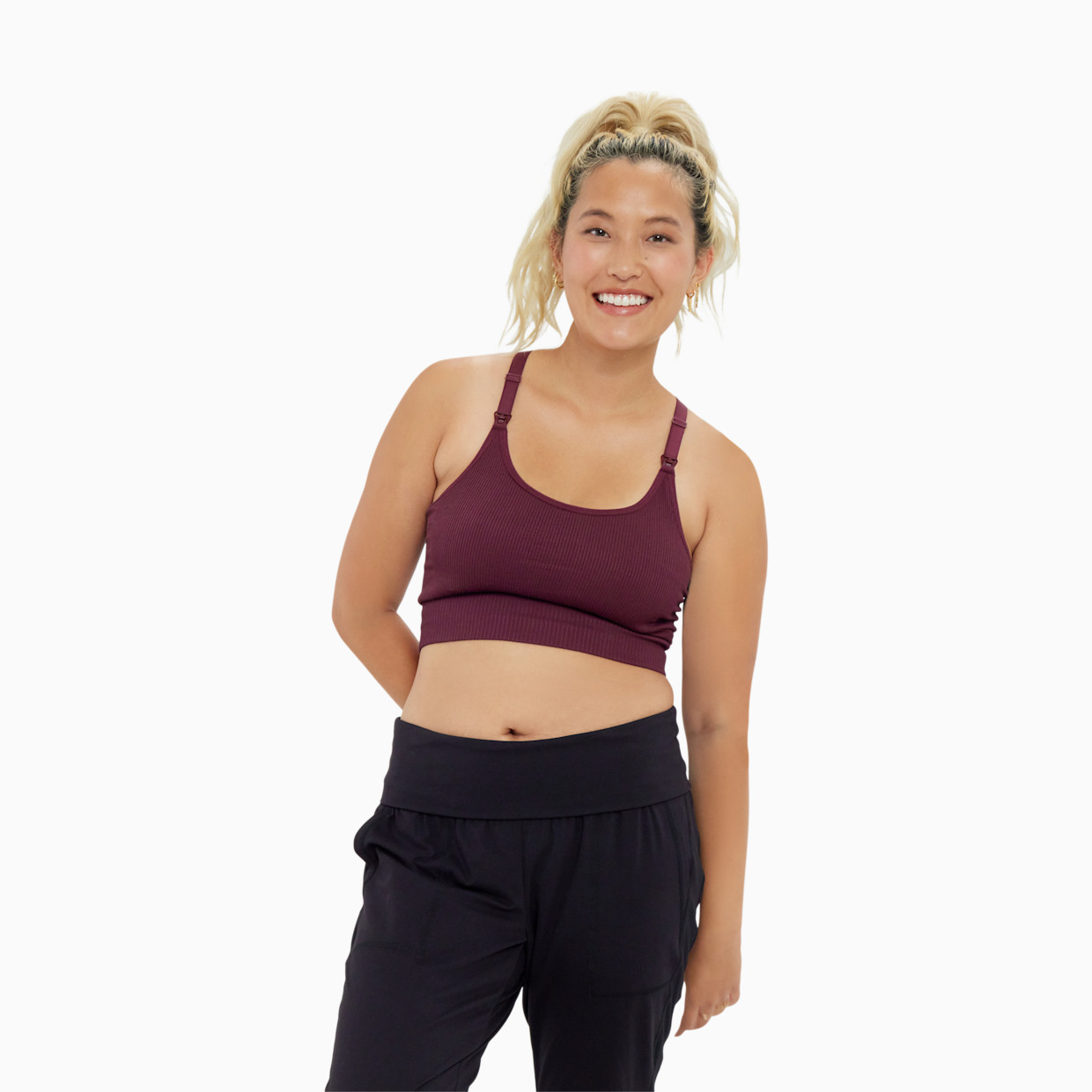 Ingrid and Isabel Seamless Nursing Sports Bra - Fig, S.