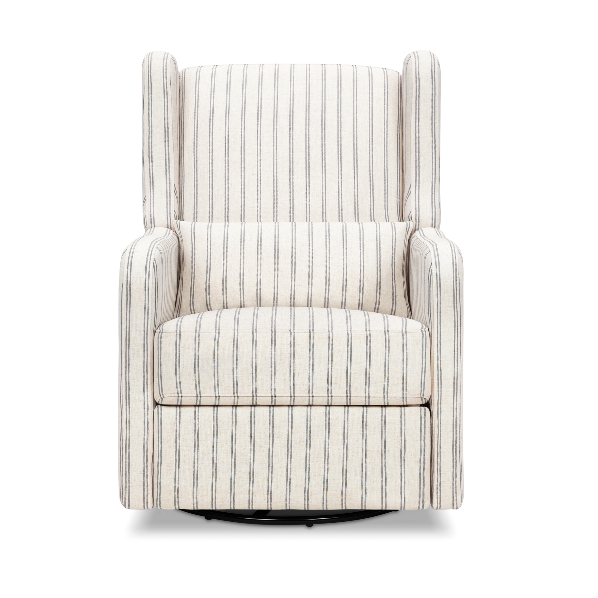 Carter's by daVinci Arlo Recliner and Swivel Glider - Performance Charcoal Double Stripe Linen.