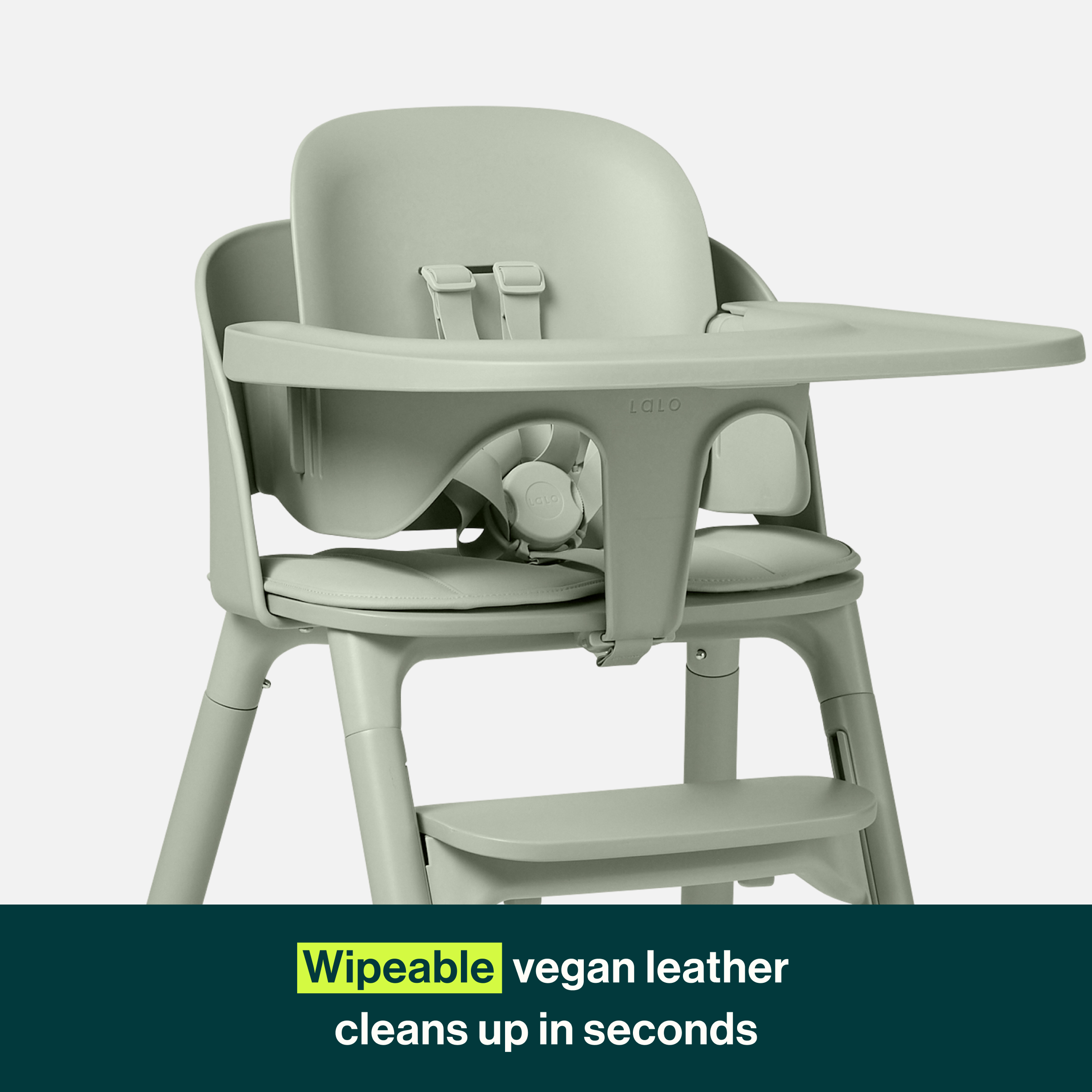 Lalo 7-in-1 High Chair Seat Cushion - Sage.