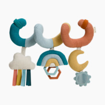 Itzy Ritzy Spiral Car Seat & Stroller Activity Toy - Stroller & Car Seat Toys for Ages 0 Months and Up - Hanging Toys Include Clinking Rings, Mirror and Textured Ribbons (Rainbow)
