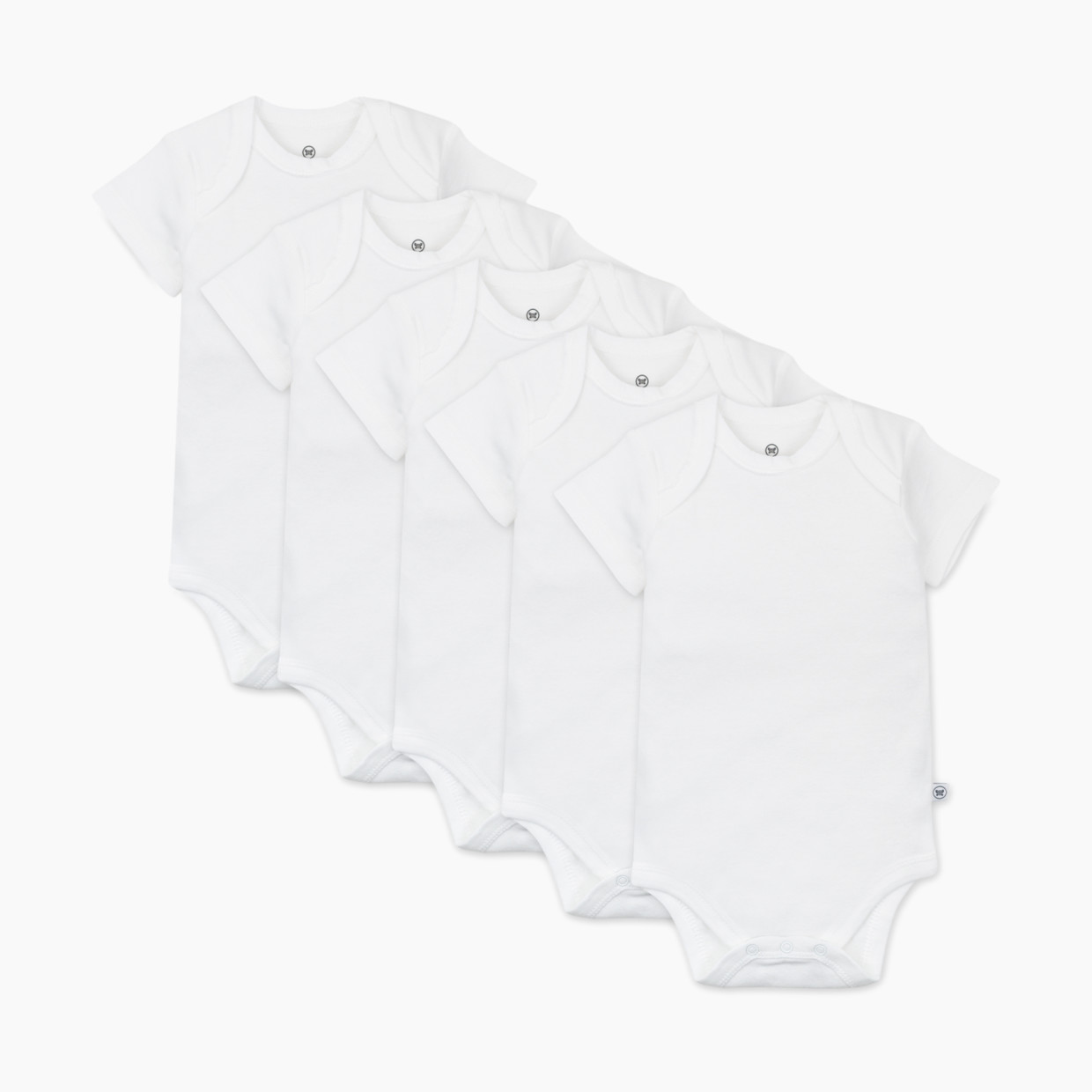 Honest Baby Clothing 5-Pack Organic Cotton Short Sleeve Bodysuit - Bright White, 3-6 M, 5.