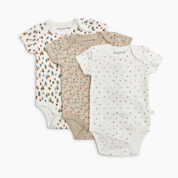 Tiny Kind 3 Pack Assorted Bodysuits - Assorted Neutrals, Nb.