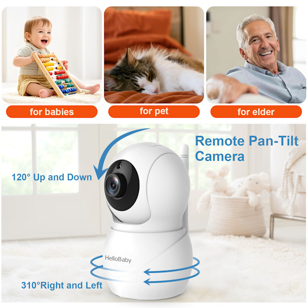 HelloBaby 5.0" IPS Non-WiFi Video Baby Monitor.