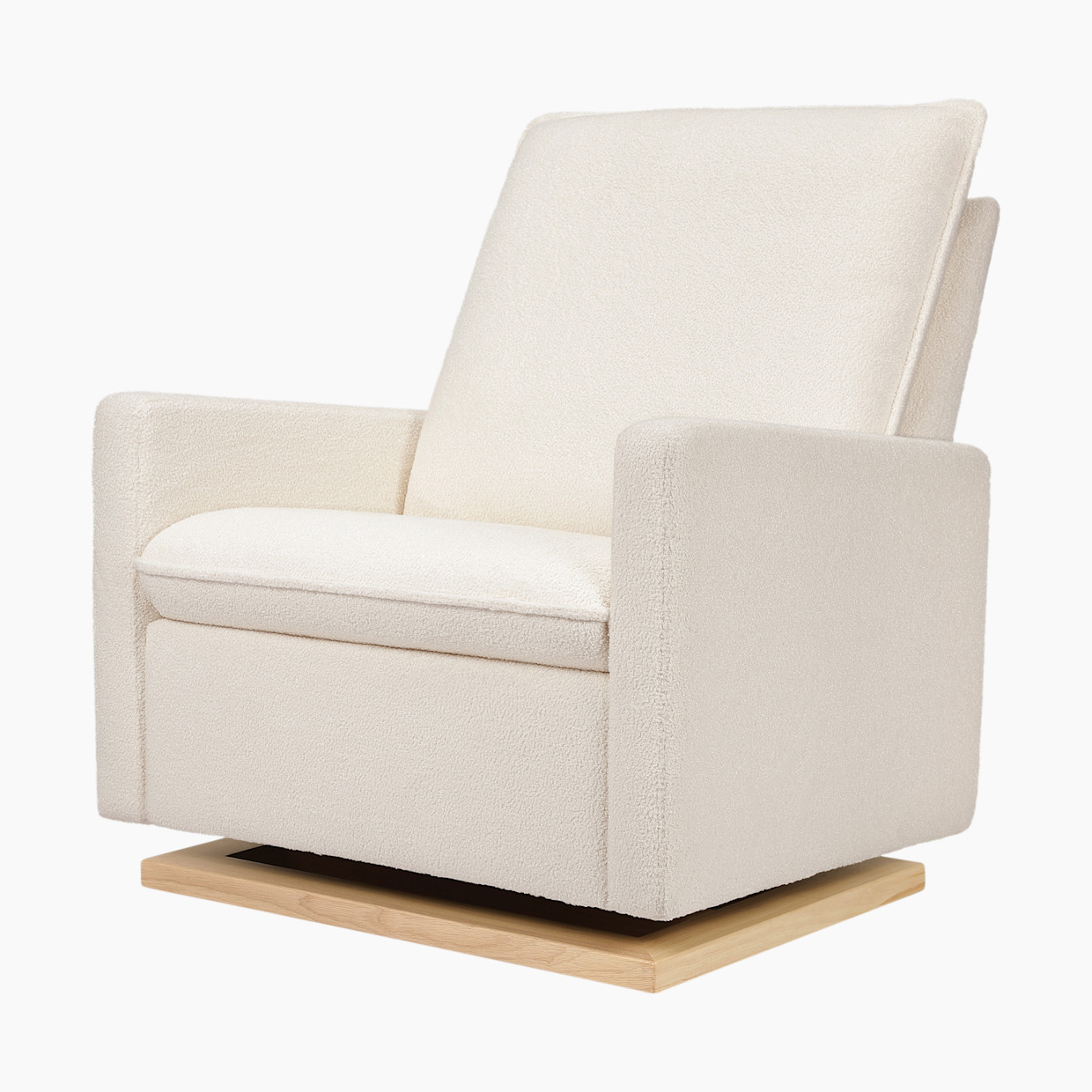 babyletto Cali Pillowback Chair and a Half Glider - Chantilly Fleece With Light Wood Base.