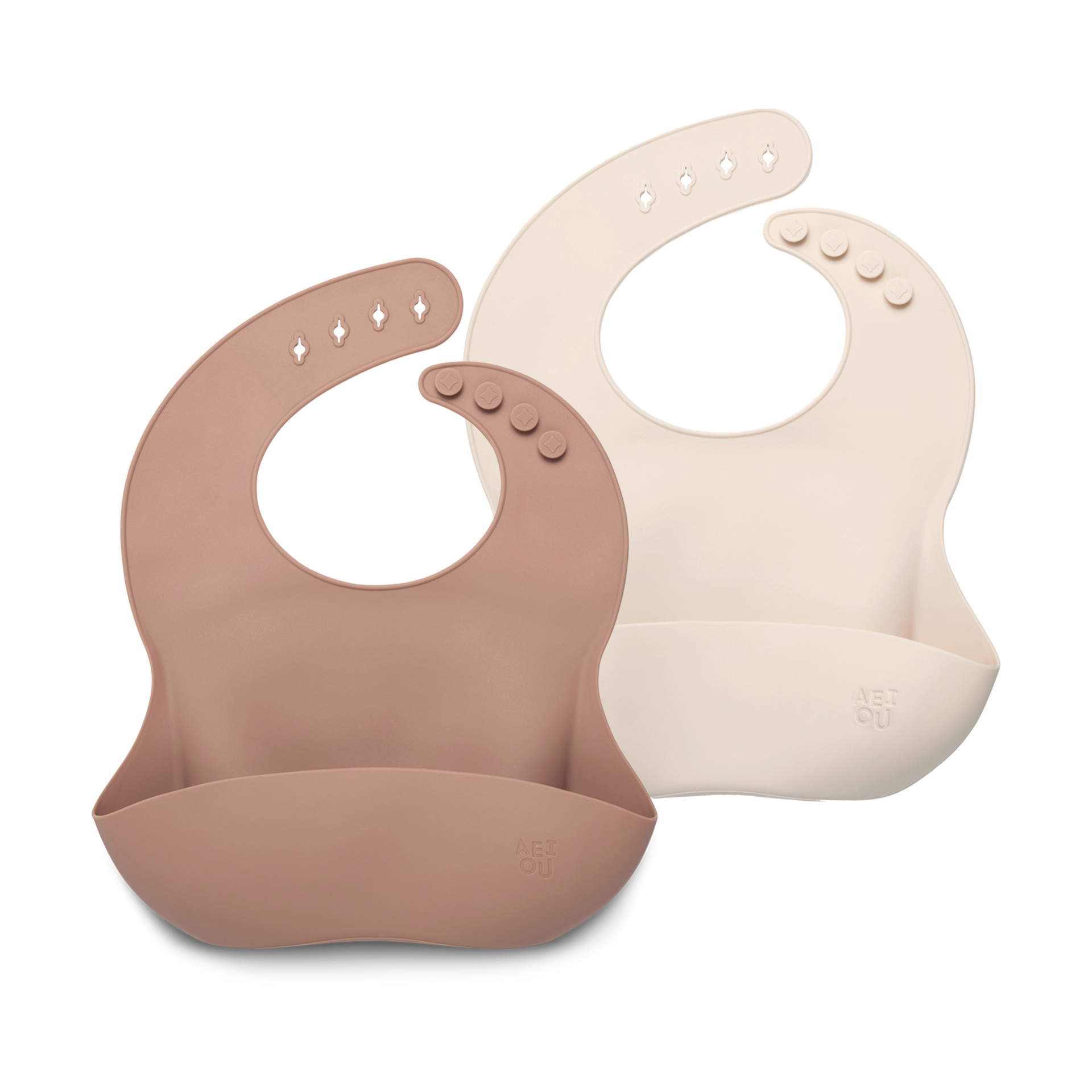 AEIOU Bib (2 Pack) - Clay/Oat Milk.