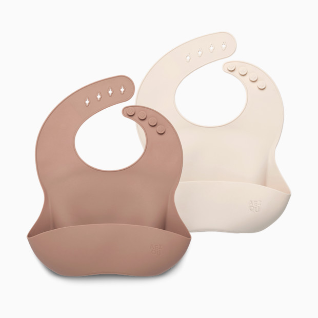 AEIOU Bib (2 Pack) - Clay/Oat Milk.