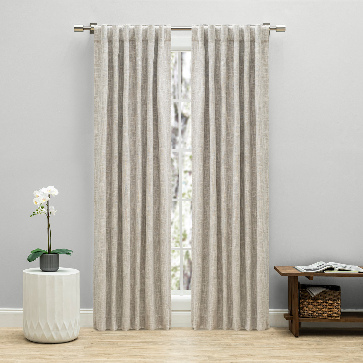 Ricardo Trading Haven Blackout Linen Curtain Panel - Oatmeal, 52"W X 84"L.