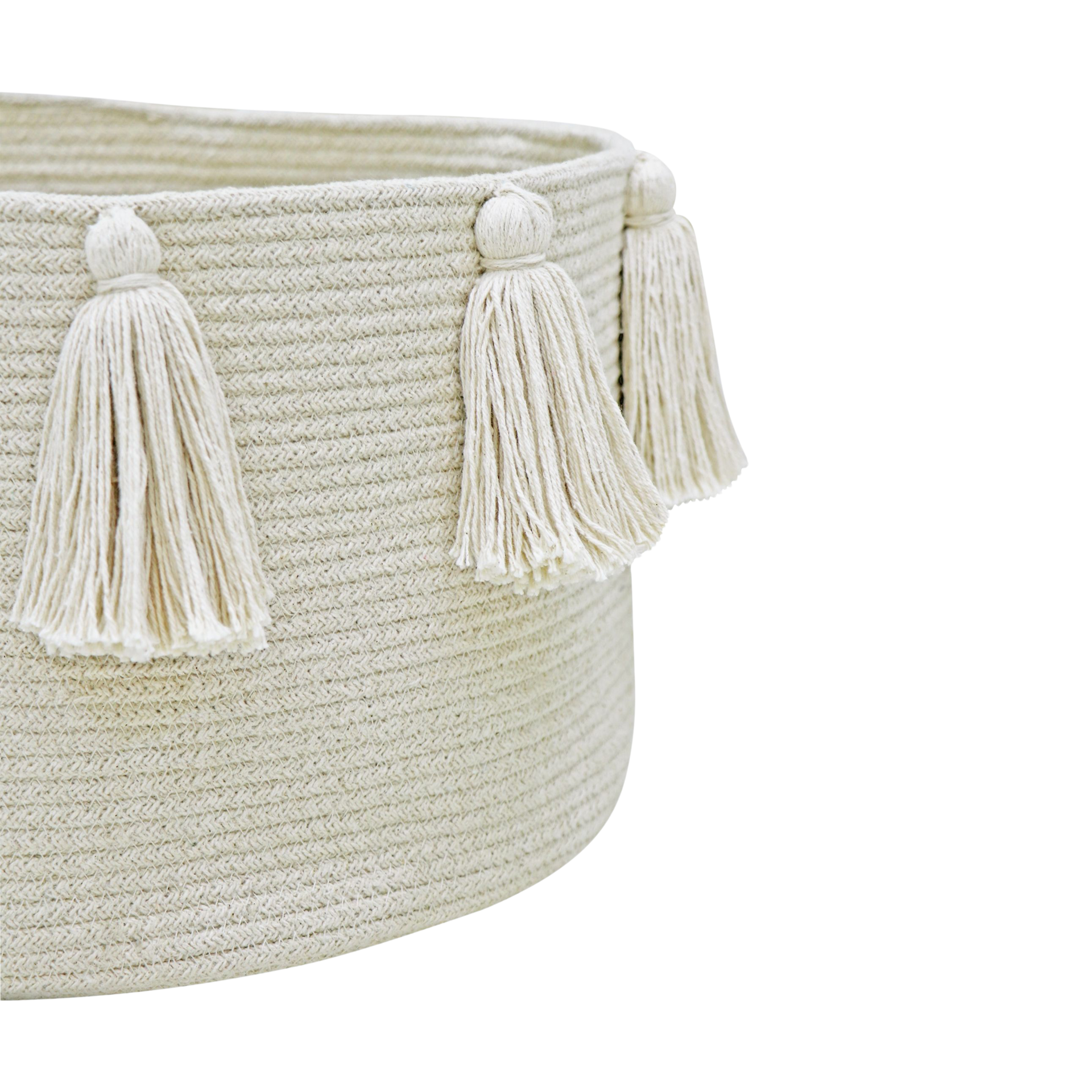 Lorena Canals Cotton Tassel Basket - Natural.
