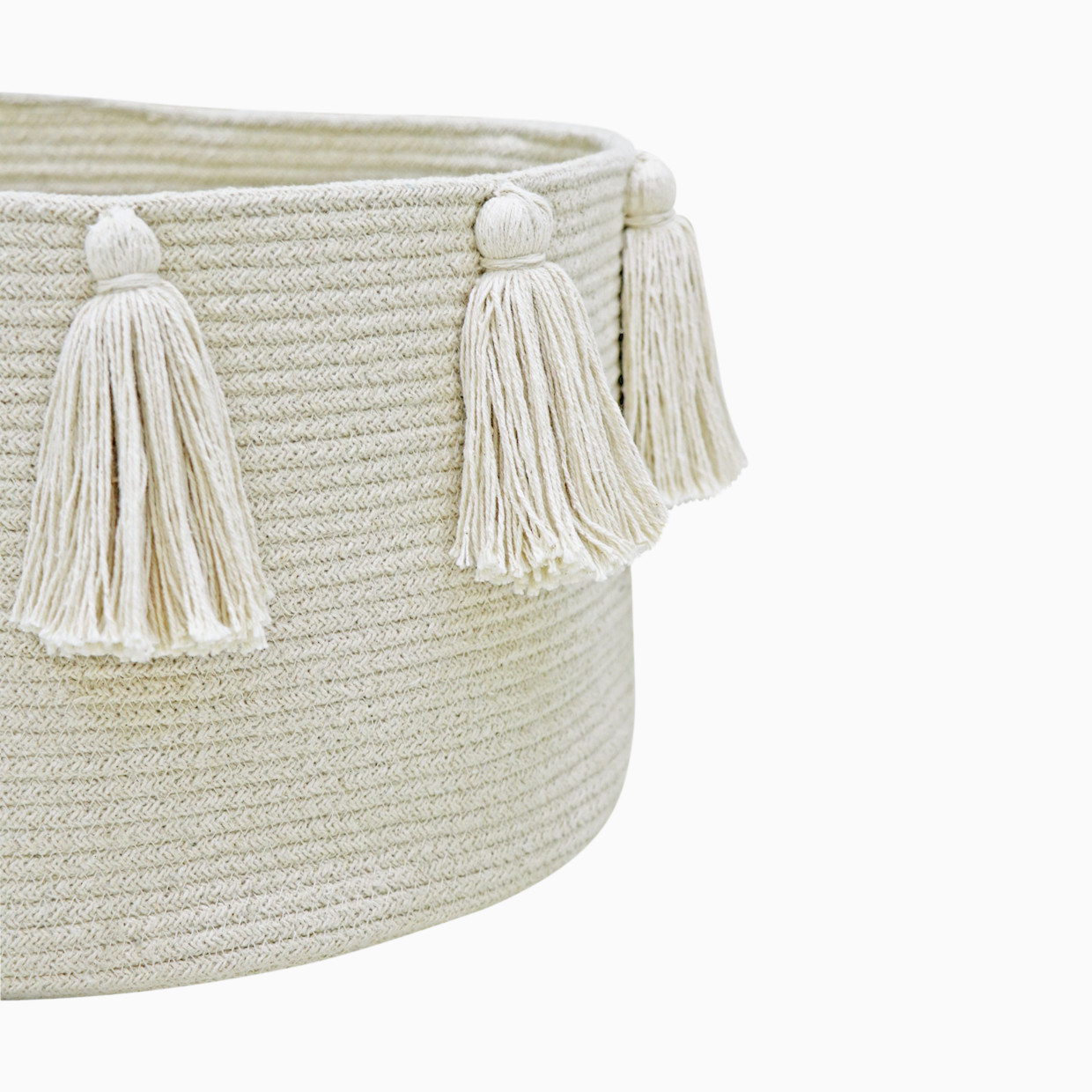 Lorena Canals Cotton Tassel Basket - Natural.
