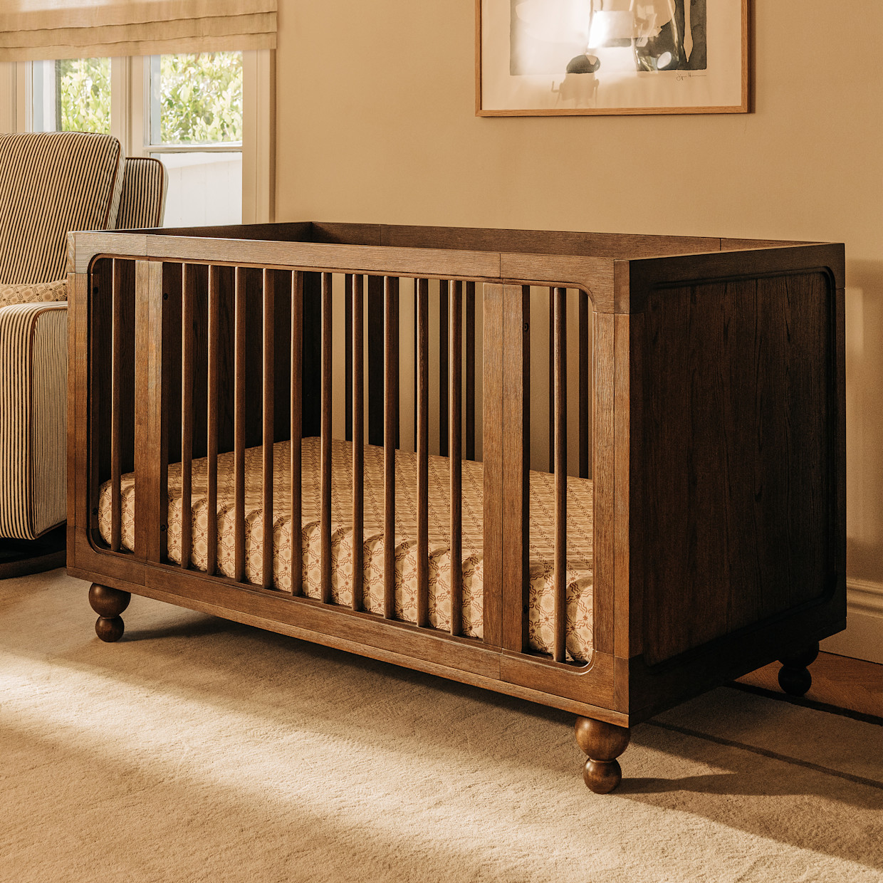 babyletto Astre All-Stages 8-in-1 Crib with Bassinet & Toddler Bed Kits by Nate Berkus - Toffee.