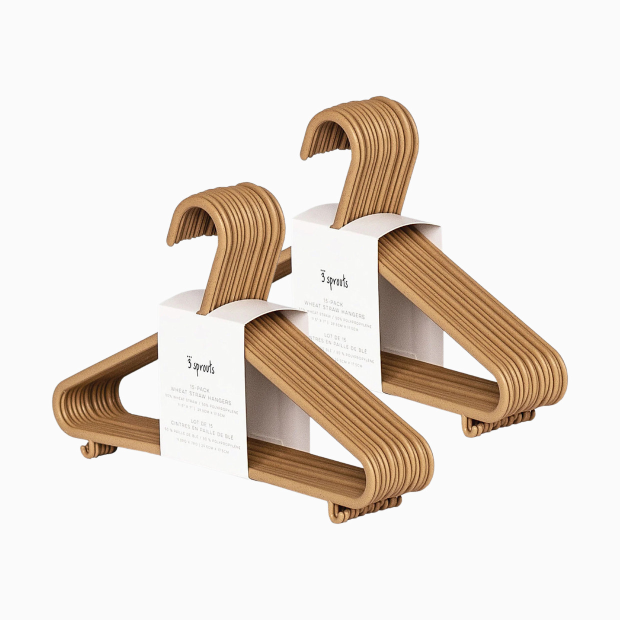 3 Sprouts Wheat Straw Hangers - Brown, 30.