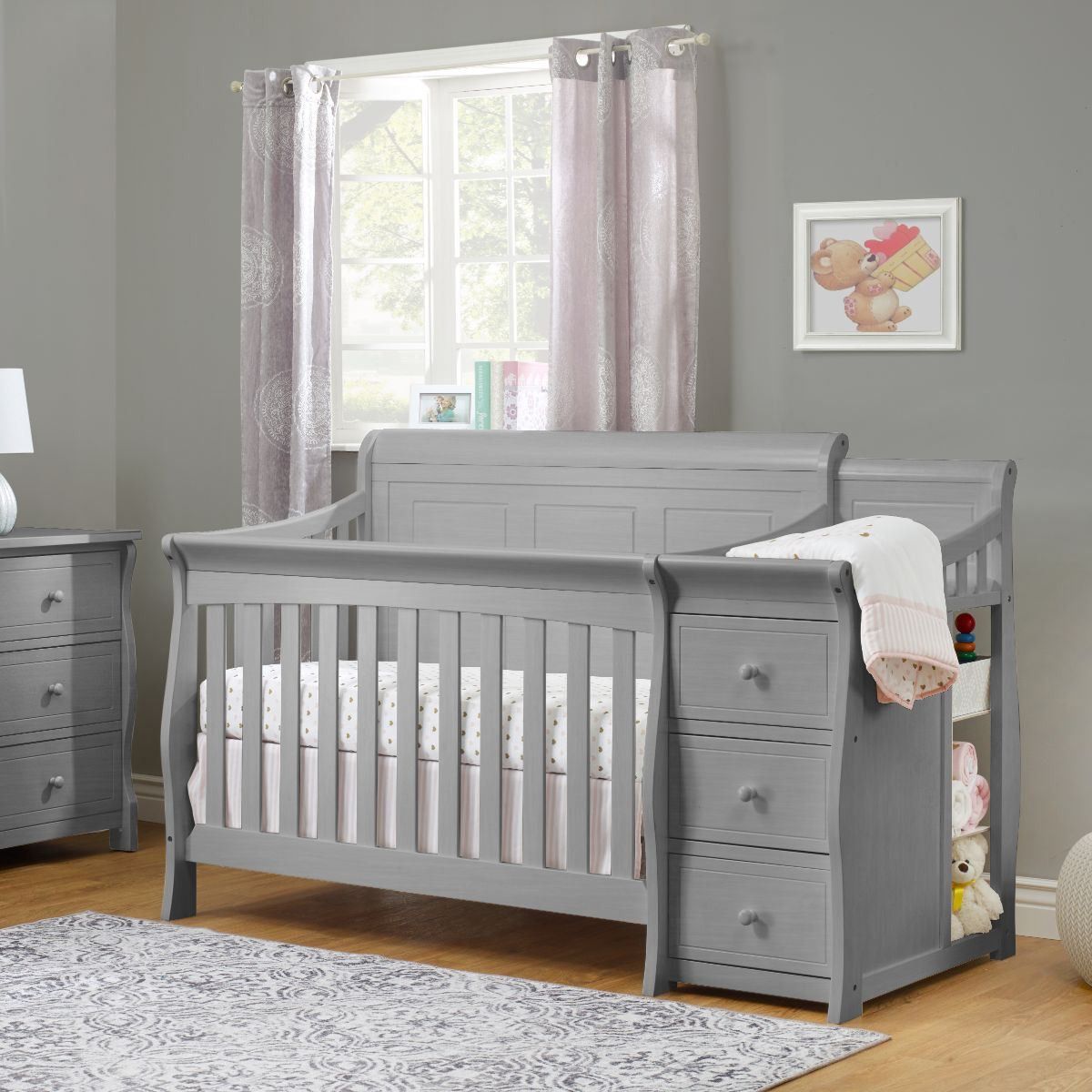 Sorelle Princeton Elite Panel Crib & Changer - Weathered Gray.