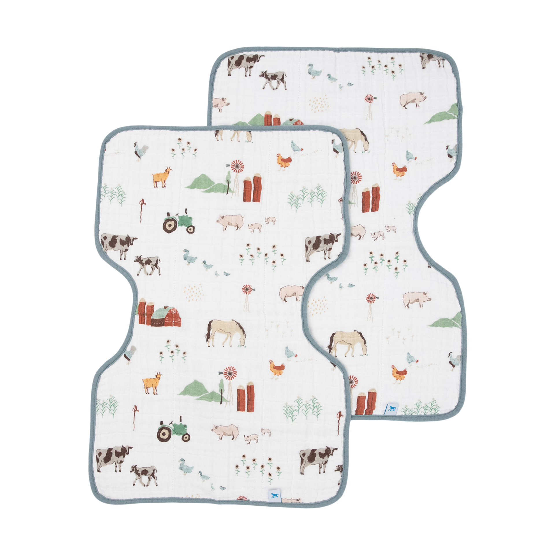 Little Unicorn Ultra-Absorbent Premium Burp Cloth 2 Pack | Soft on Baby's Skin | Larger Size | Ergonomic Design | Set of 2 (Farmyard)