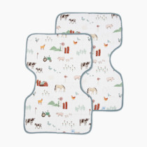 Little Unicorn Ultra-Absorbent Premium Burp Cloth 2 Pack | Soft on Baby's Skin | Larger Size | Ergonomic Design | Set of 2 (Farmyard)