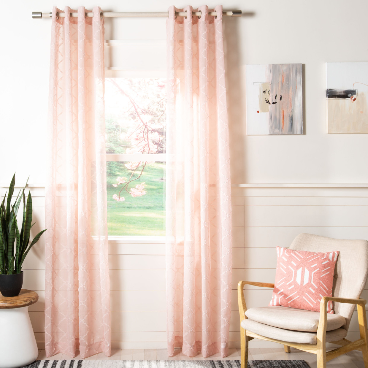 Safavieh Gracie Window Curtain Panel - Pink, 52 In. W X 84 In. L.