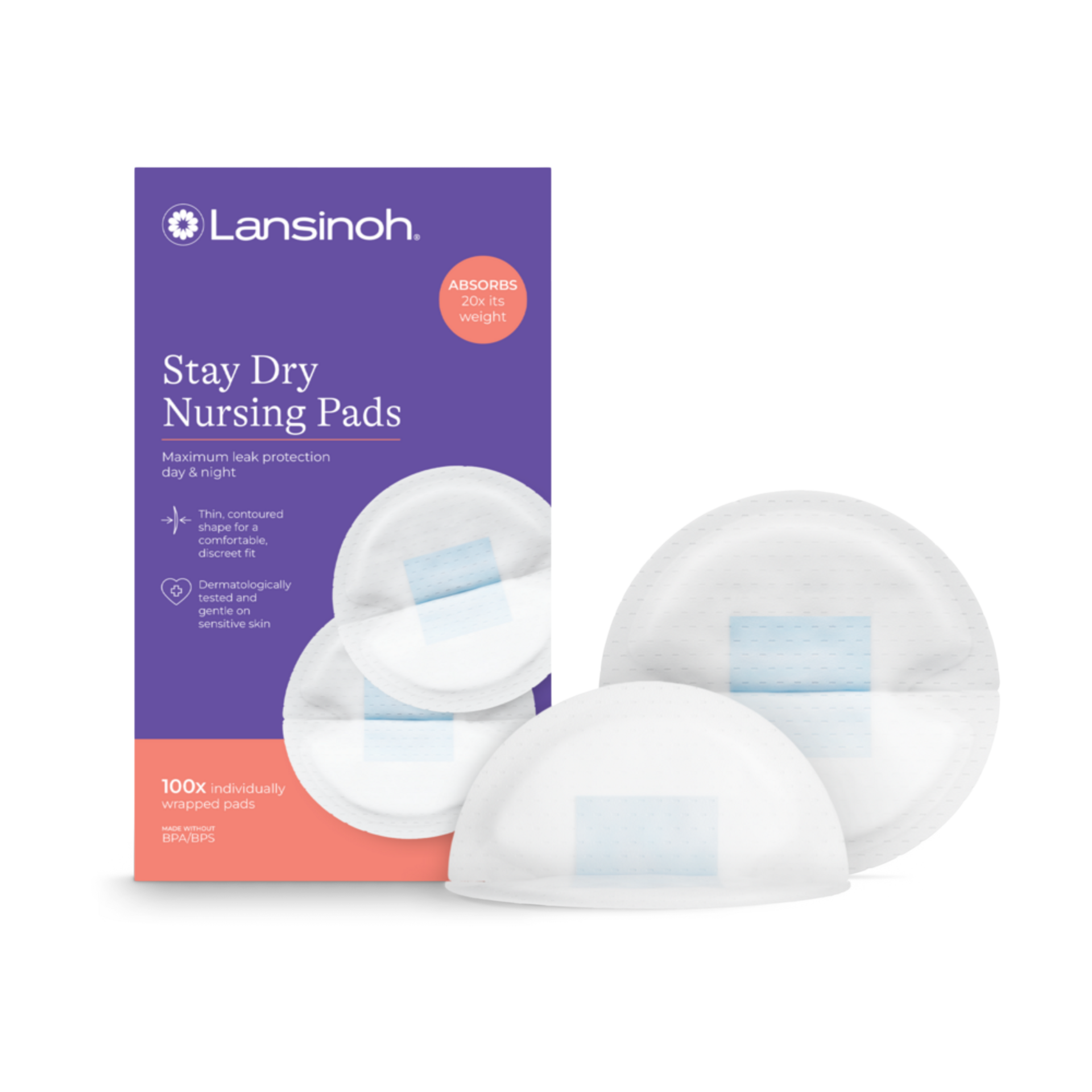 Lansinoh Stay Dry Disposable Nursing Pads, 100 Count