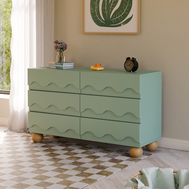 babyletto Lido Wave 6-Drawer Wide Assembled Dresser.