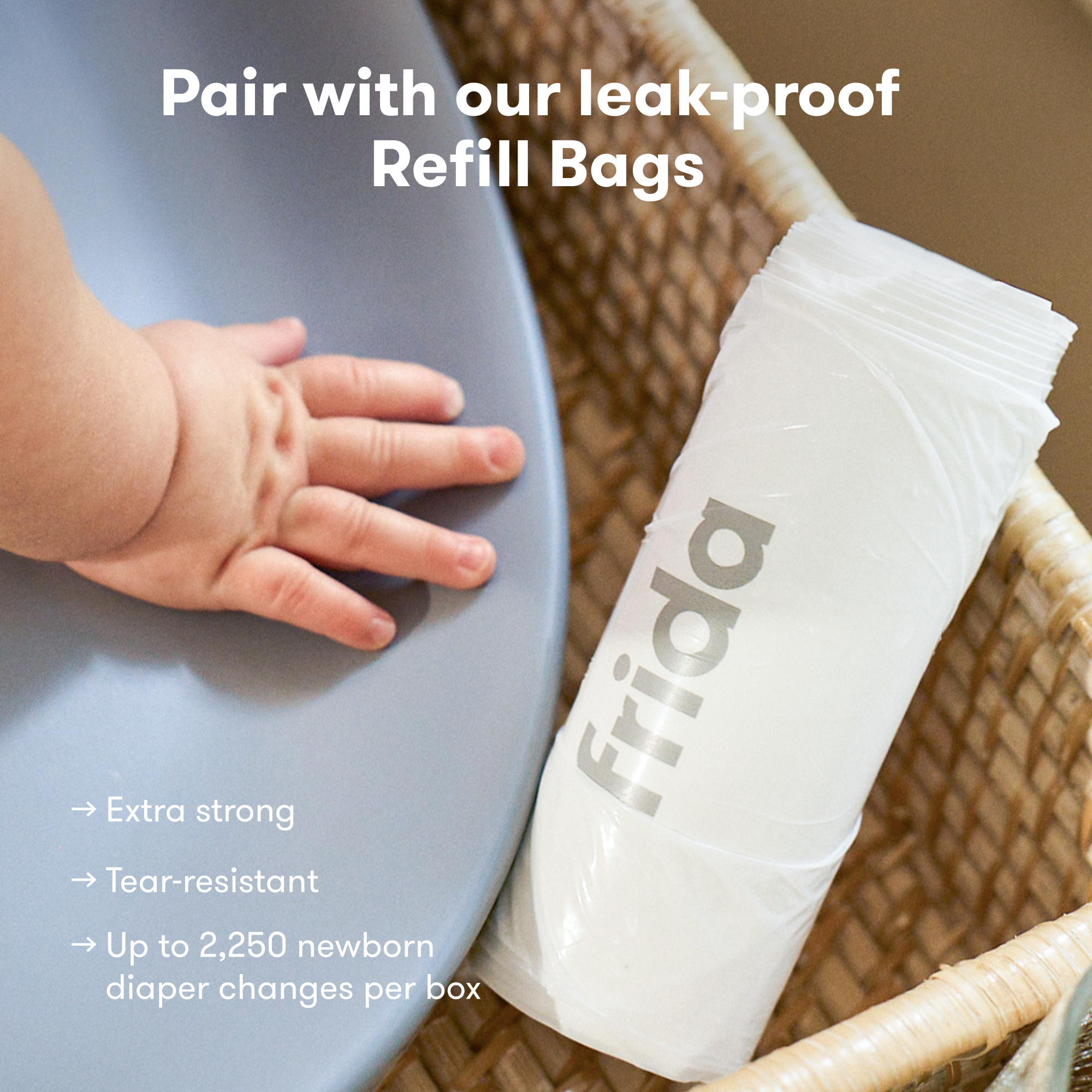 Frida Baby Diaper Pail - White.