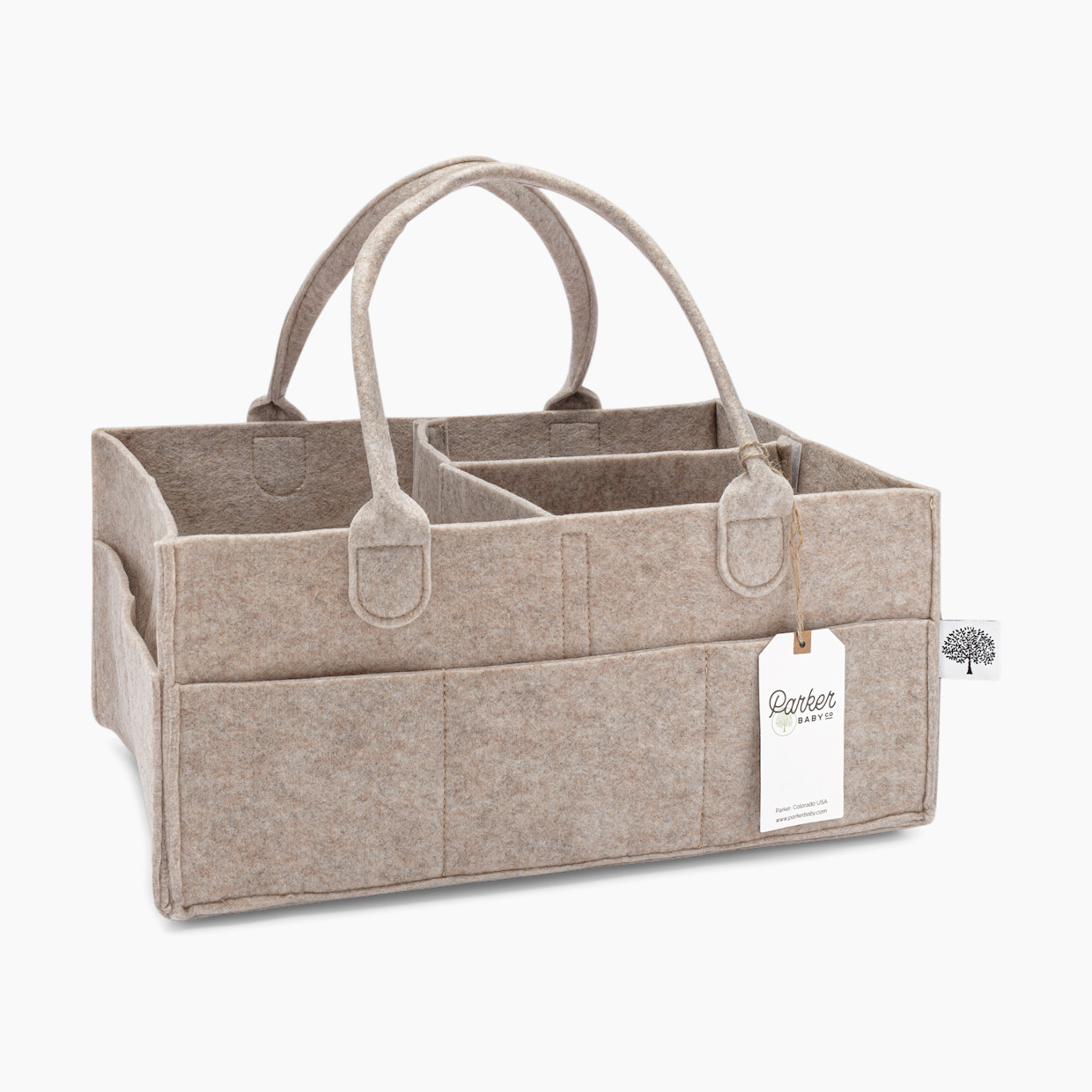 Parker Baby Co. Diaper Caddy - Oatmeal, Large.