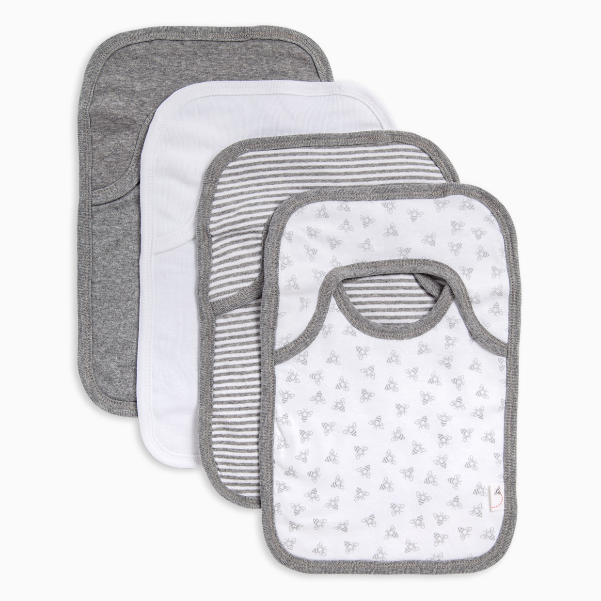 Burt's Bees Baby Organic Lap Shoulder Bib (4 Pack) - Heather Grey.
