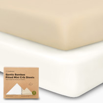 Pack and Play Sheets Fitted - 2-Pack Mini Crib Sheets for Pack N Play Mattress 38x26, Soft & Cozy, Neutral Toddler Playard Bedding, Snug Fitted Mini Baby Crib Mattress Cover Boy, Girl (Khaki)
