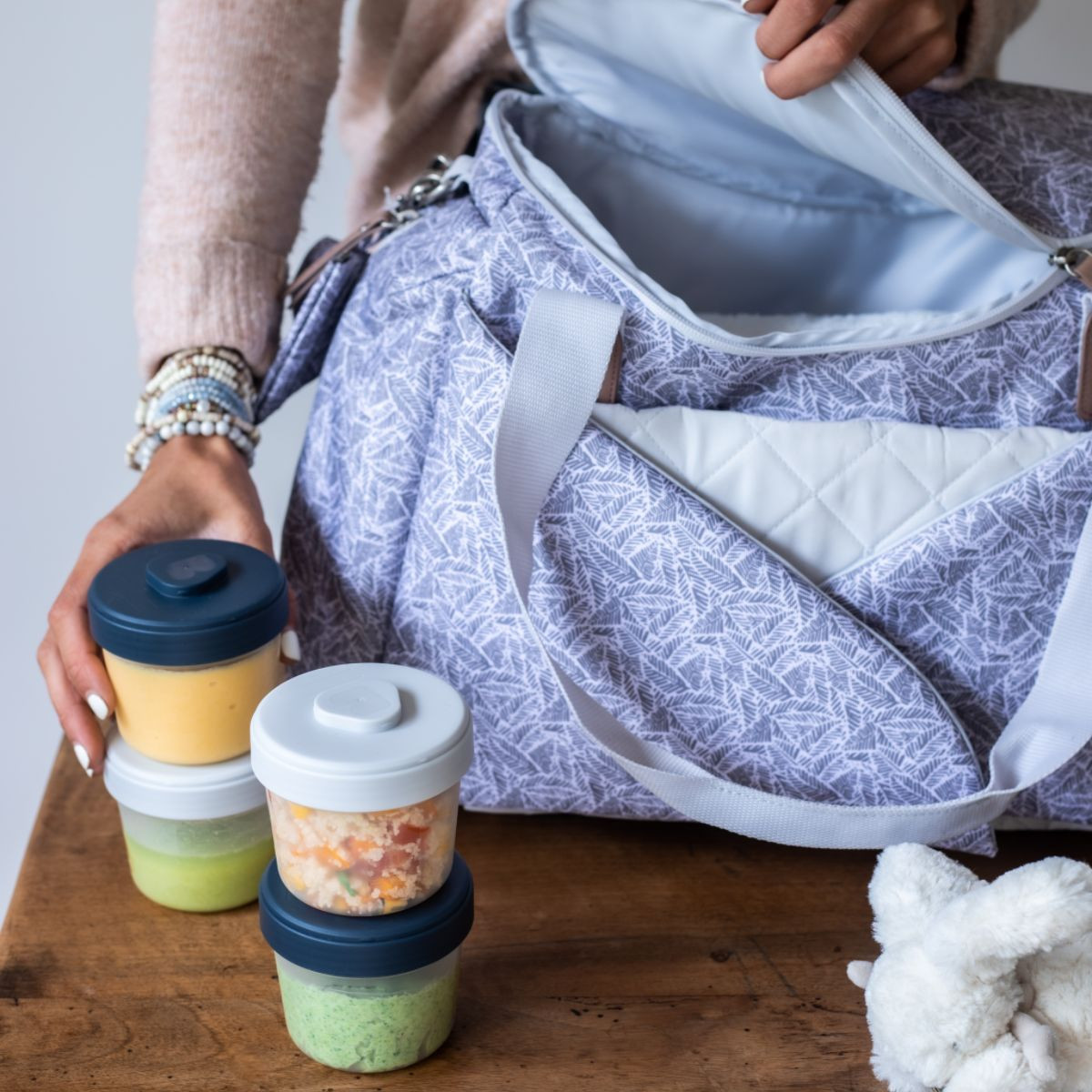 Beaba Clip Containers (Pack of 12) + Spoons - Rain.