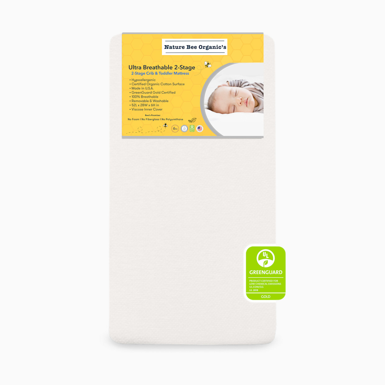 Nature Bee Organic's Ultra Breathable Crib & Toddler Mattress - Organic White, Crib Mattress.
