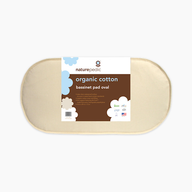 Naturepedic Organic Cotton Oval Bassinet Pad.