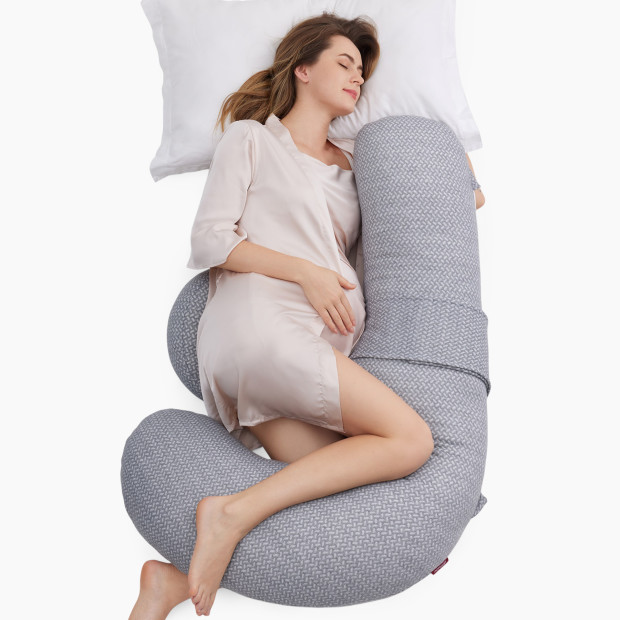 Momcozy F Shape Pregnancy Pillow with Air Layer Cover.