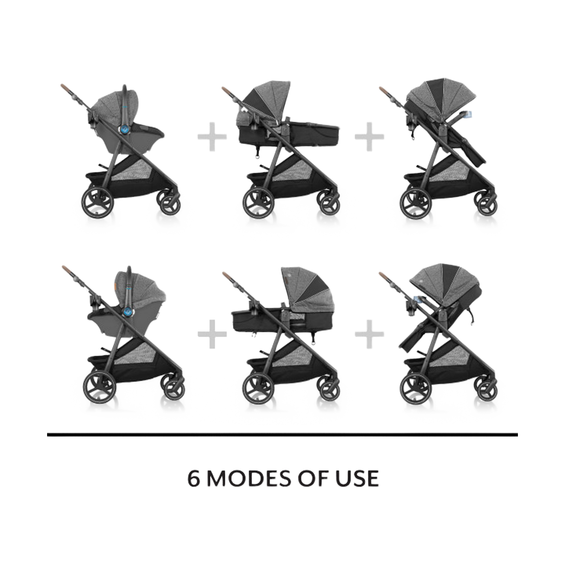 Evenflo Evenflo Shyft Intuiti+ Travel System featuring Revolve180 LiteMax NXT with SensorySoothe - Jasper Black.