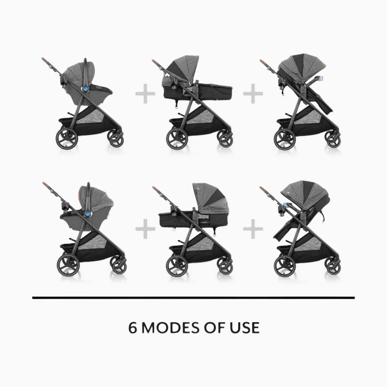 Evenflo Evenflo Shyft Intuiti+ Travel System featuring Revolve180 LiteMax NXT with SensorySoothe - Jasper Black.
