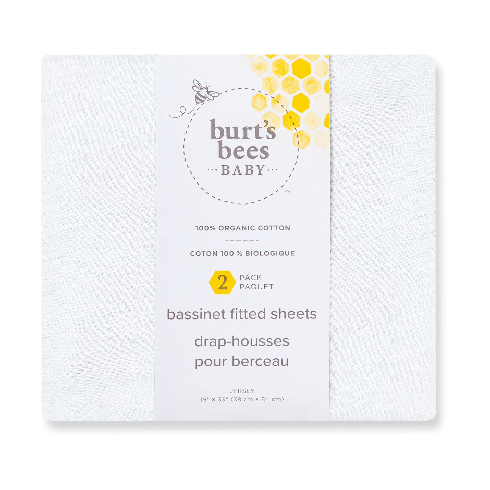 Burt's Bees Baby Organic Cotton Fitted Bassinet Sheet (2 Pack) - Cloud White.