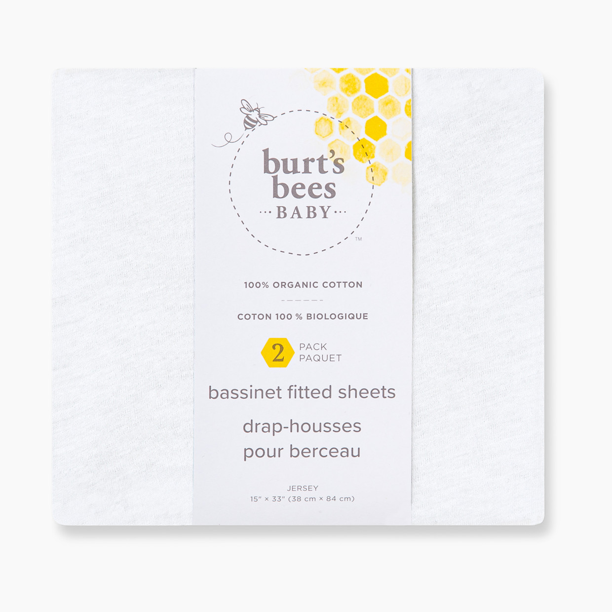 Burt's Bees Baby Organic Cotton Fitted Bassinet Sheet (2 Pack) - Cloud White.