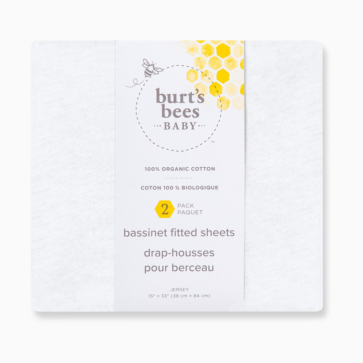 Burt's Bees Baby Organic Cotton Fitted Bassinet Sheet (2 Pack) - Cloud White.