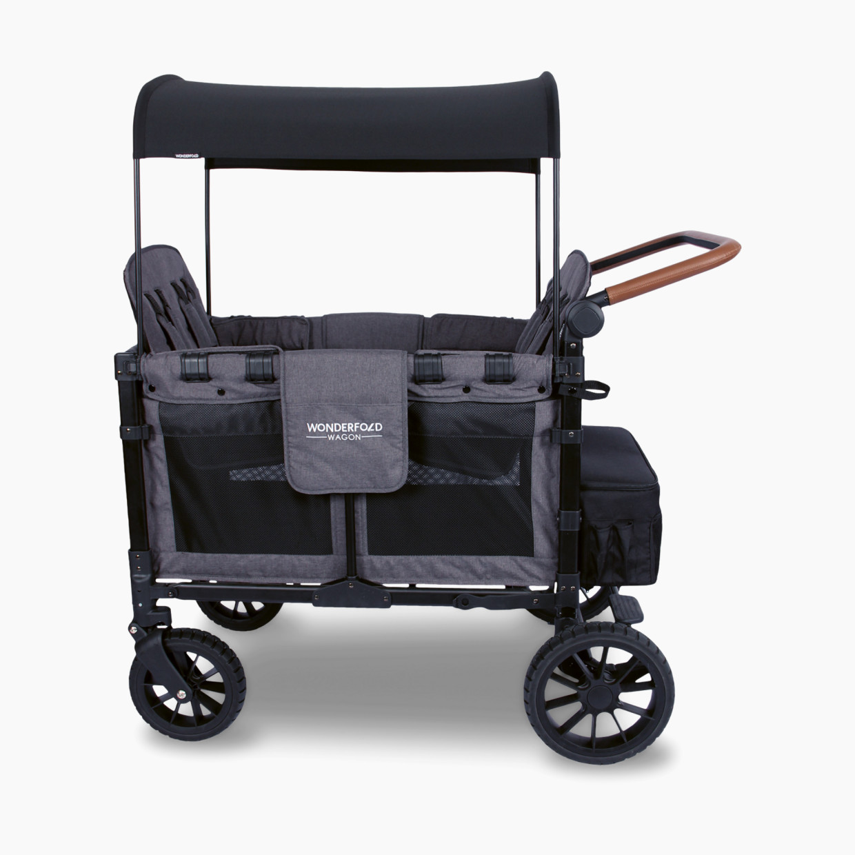 WonderFold Wagon W4 Luxe Quad Stroller Wagon (4 Seater) - Charcoal Gray/Black Frame.