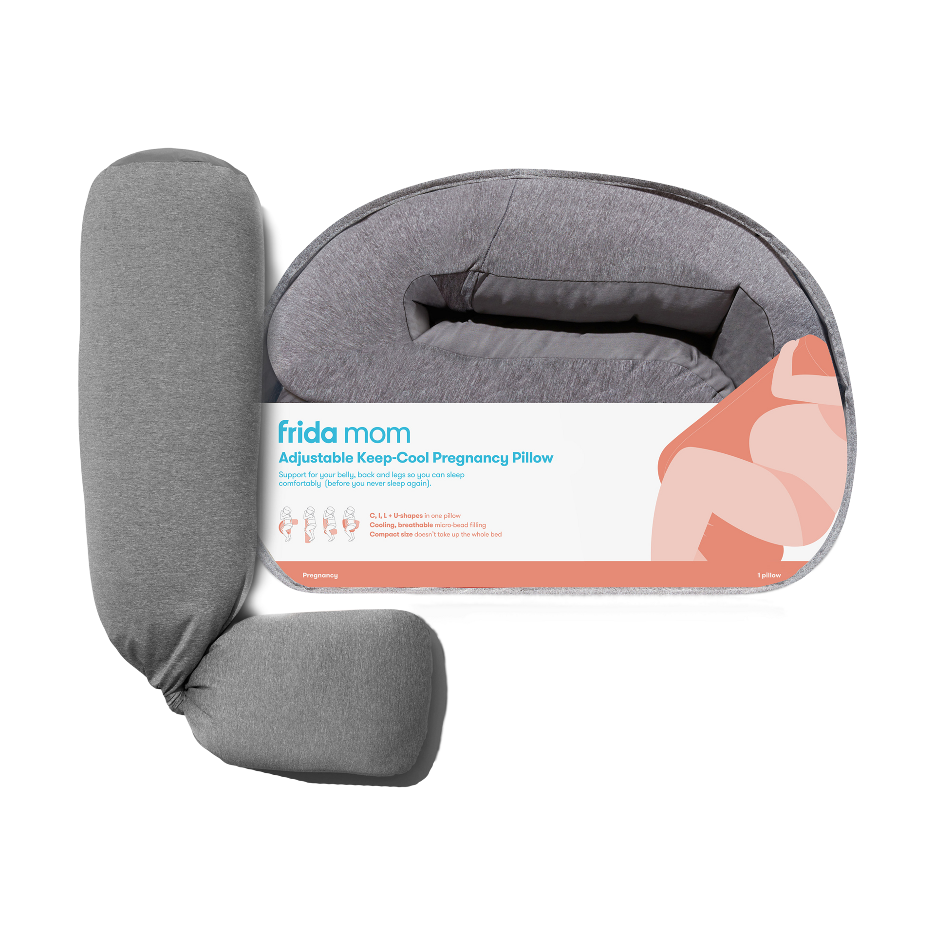 Frida Mom Adjustable Body Pillow - Grey.