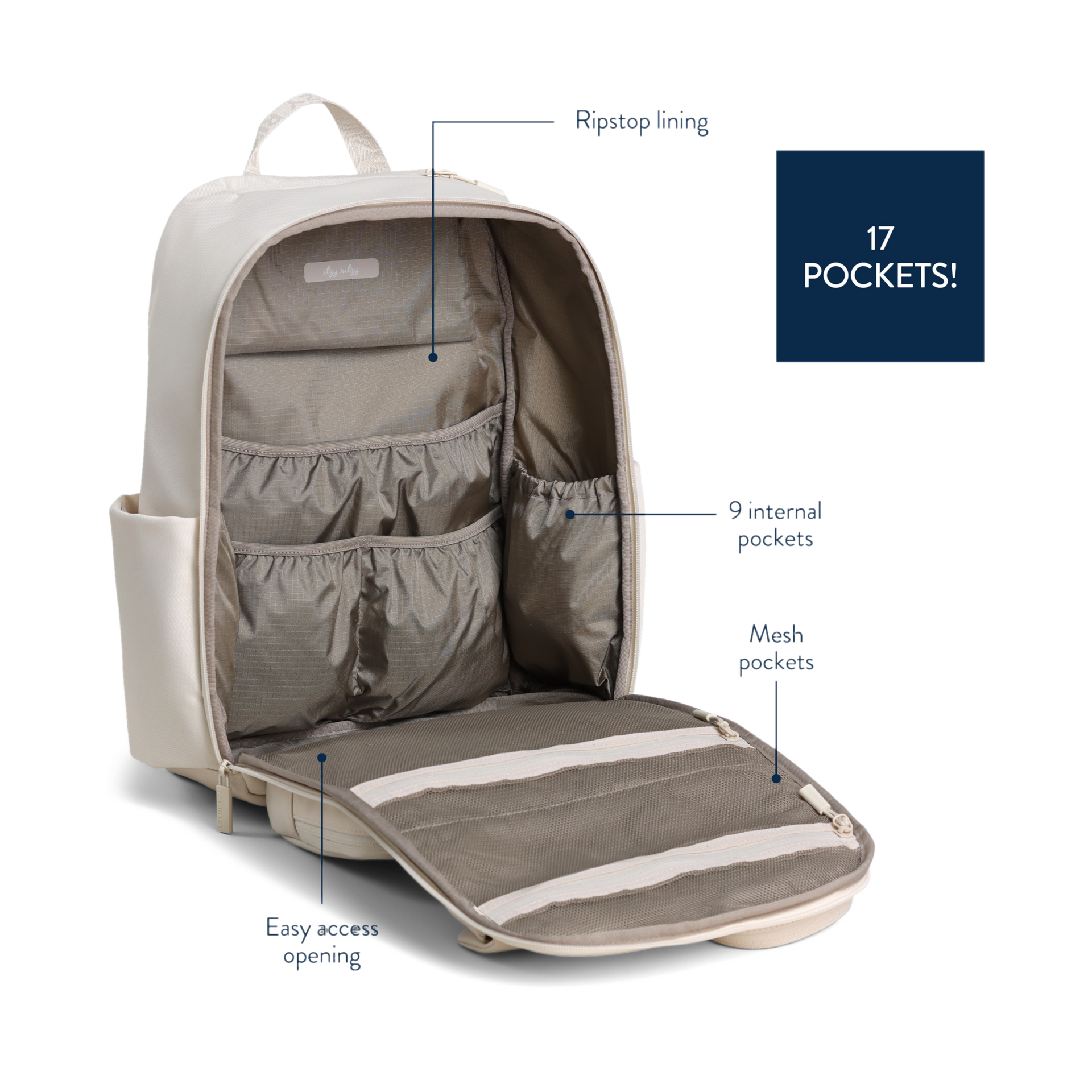 Itzy Ritzy Belong Utility Backpack Diaper Bag - Cream.