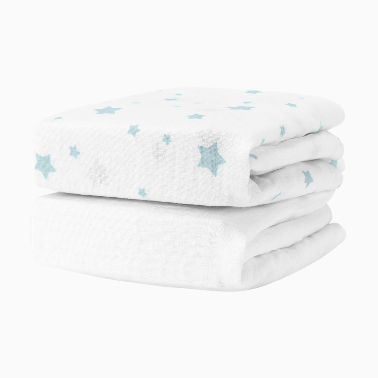 Newton Baby 2-Pack Organic Cotton Breathable Crib Sheets - Stardust In Moonstone Mist + Solid White.