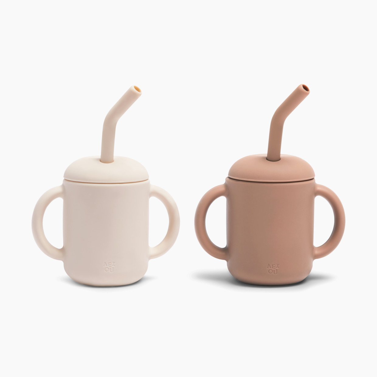 AEIOU Sippy Cup with Straw - Clay + Oat Milk.
