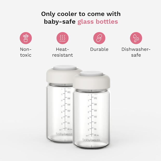 Baby Brezza Portable Breastmilk Cooler with Glass Bottles.