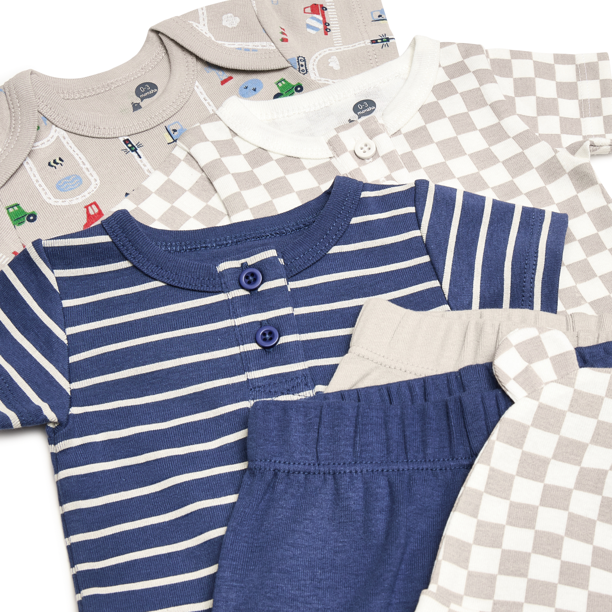 Small Story Organic Cotton Bodysuit, Pant & Hat Set (6 Piece).