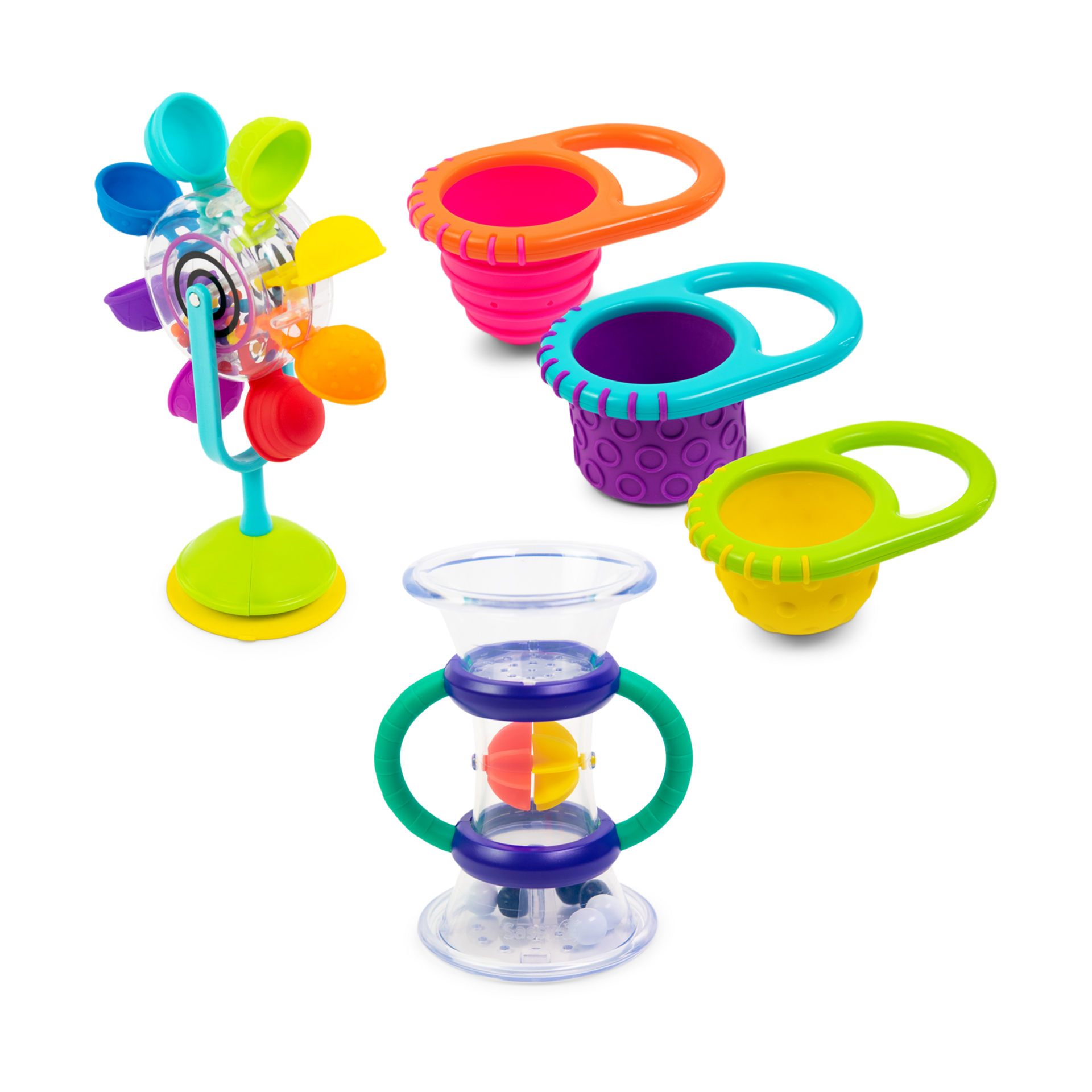 Sassy Waterfall, Funnel, & Fill Cups Bath Toy Gift Set (5 piece).