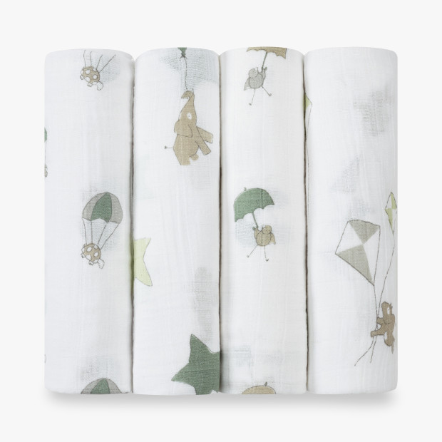 Aden + Anais Cotton Muslin Swaddle 4-Pack - Up, Up, And Away.