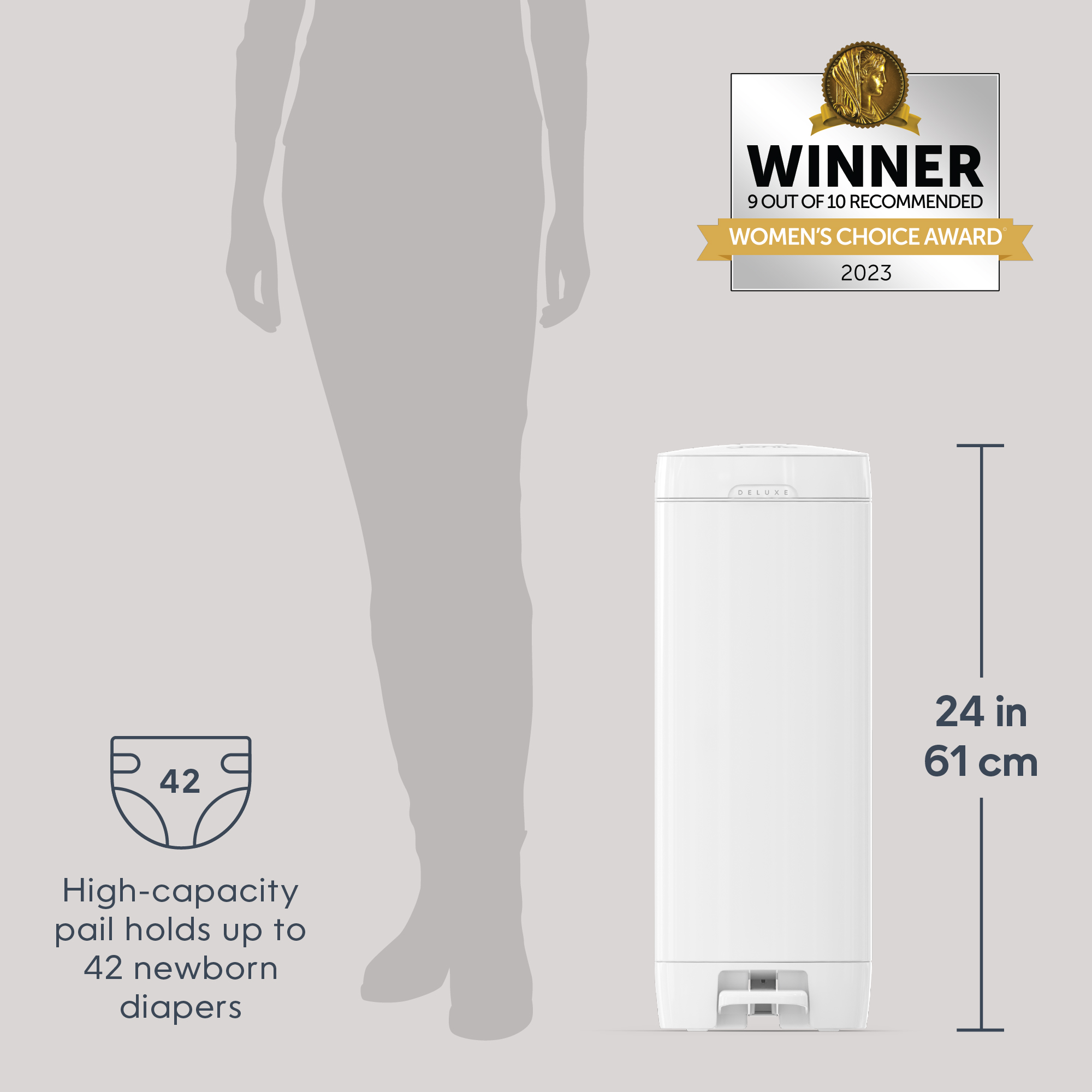 Diaper Genie Deluxe Diaper Pail - White.